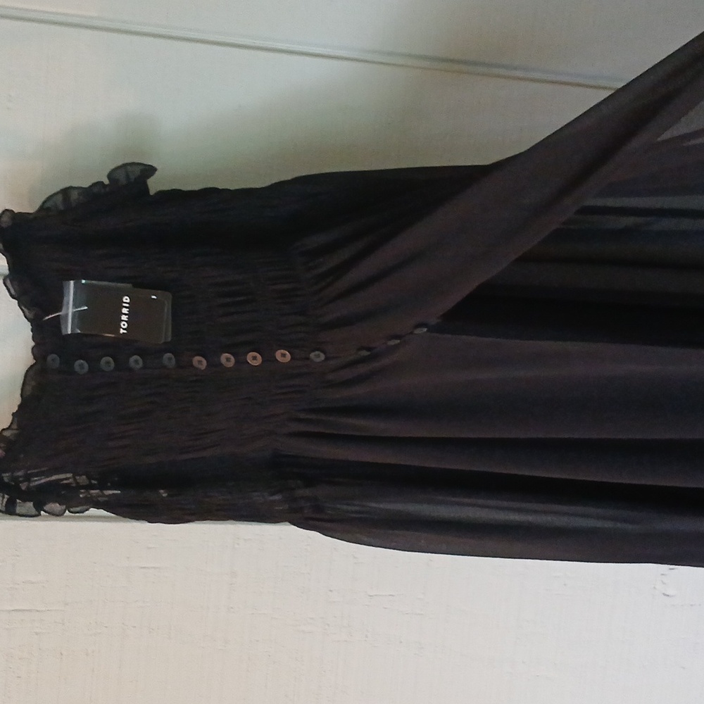 Torrid NWT Chiffon Black Button Up Sleeveless Tunic Top Size 0 - Picture 5 of 11